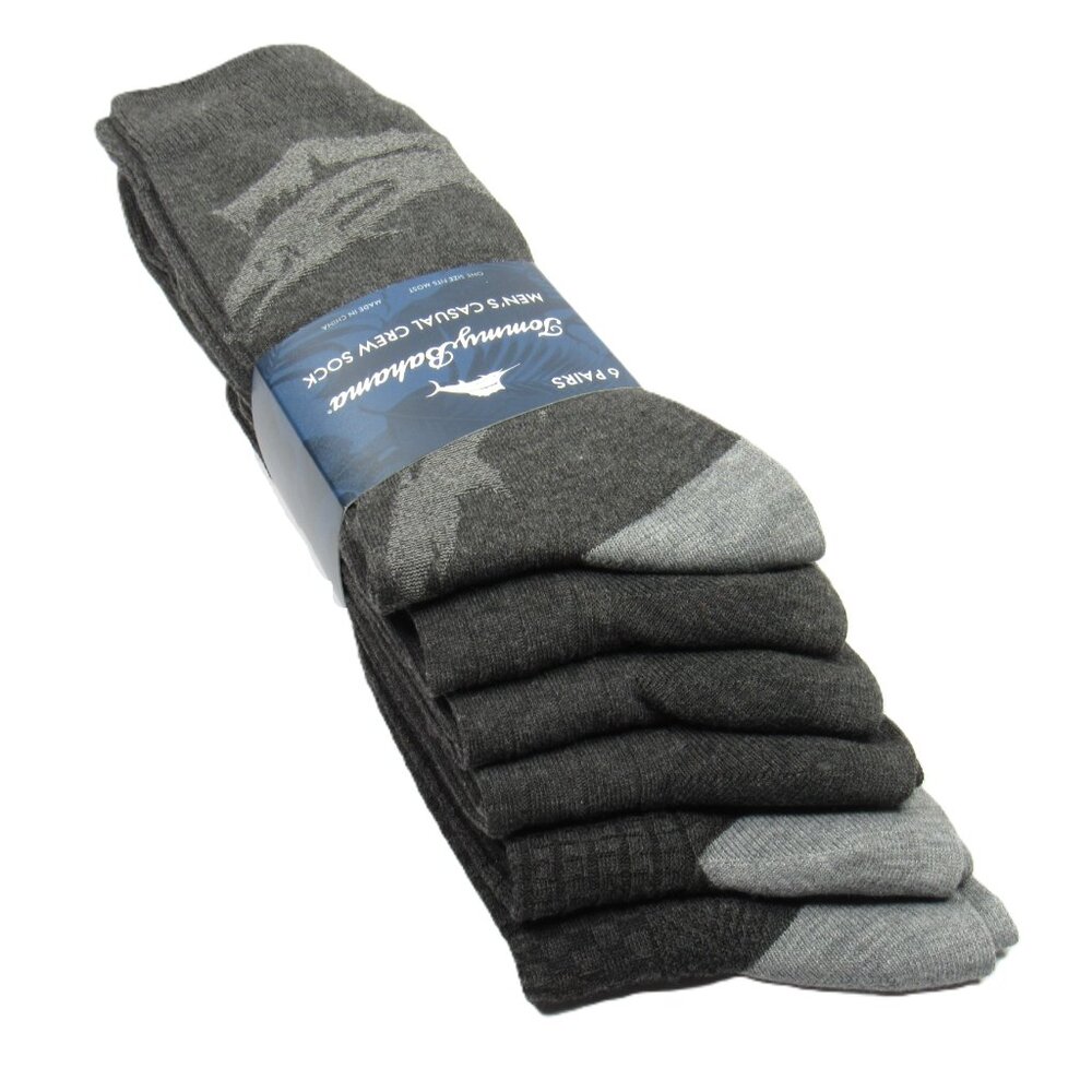 Tommy Bahama Men's Dress Socks Marlin/Ribbed/Basketweave 6 Pairs Charcoal